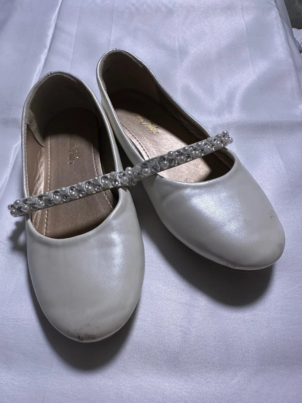 Dream Pairs Girls Size 12 White Pearl Rhinestone Mary Jane Dress Shoes